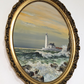 S White British 20th Century Oil Panel Art Painting St Mary's Island Lighthouse