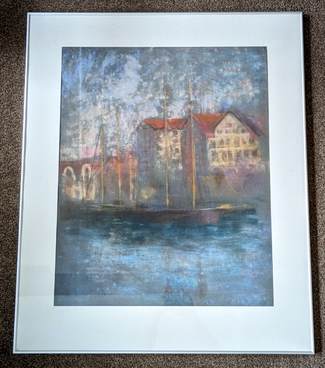 Antique Danish Pastel Drawing Edvard Saltoft 20th Century Copenhagen Vintage Art