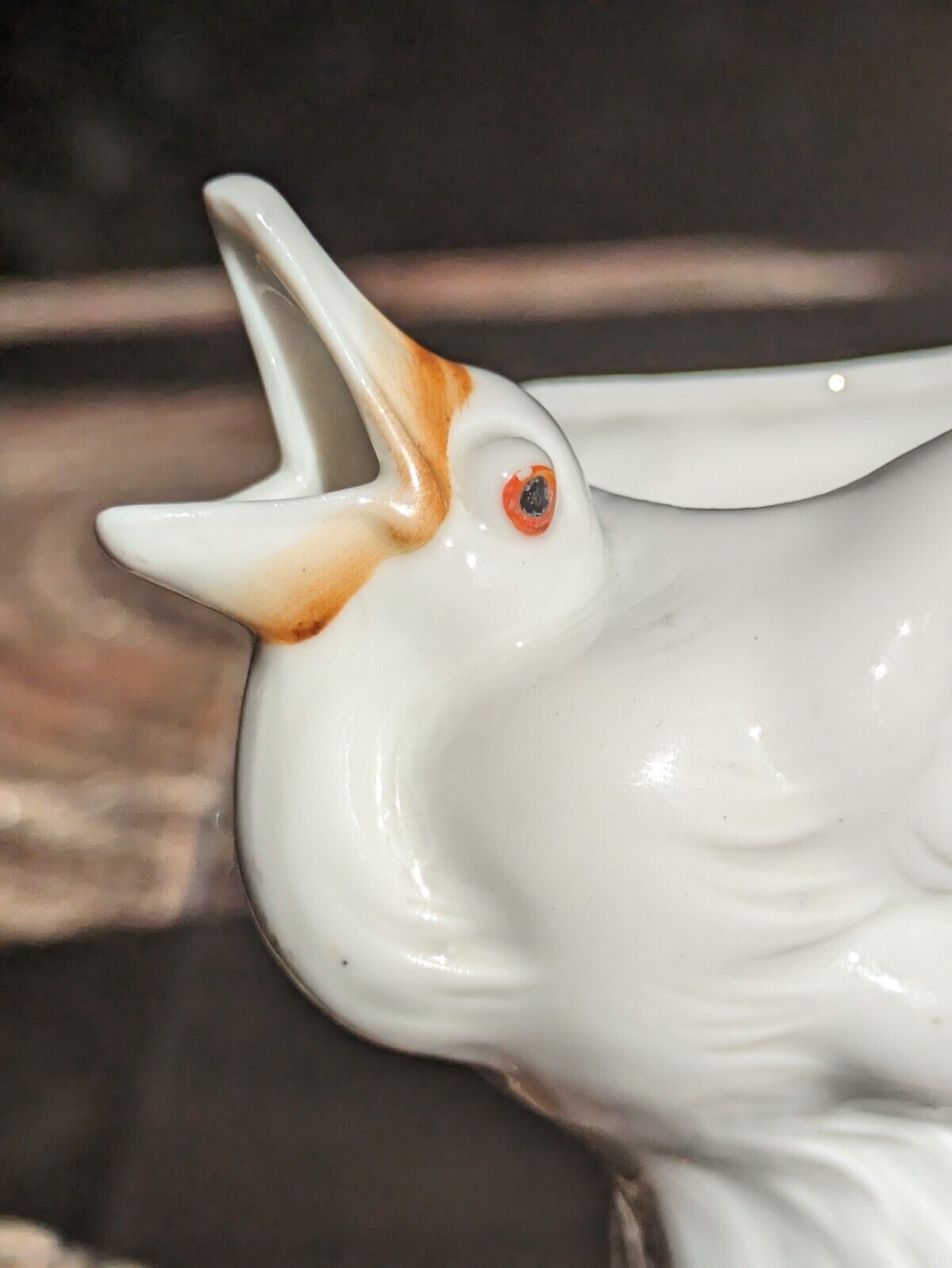 Antique 1900s Shafer Vater German Porcelain Asian Man Crane Novelty Creamer Jug