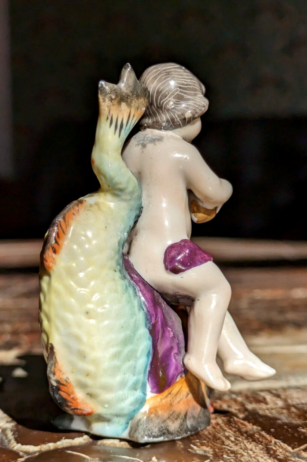 Rare 18th Century Chelsea Porcelain Dolphin Cherub Georgian Scent Perfume Bottle