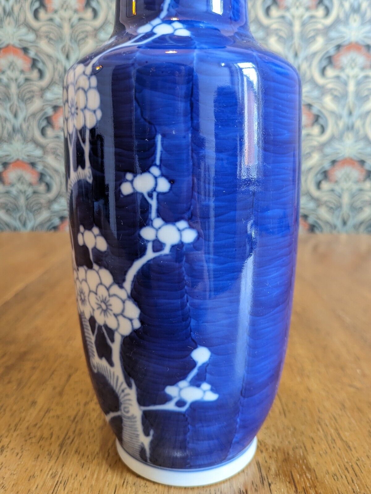 19th Century Antique Chinese Blue & White Porcelain Prunus Cherry Blossom Vase