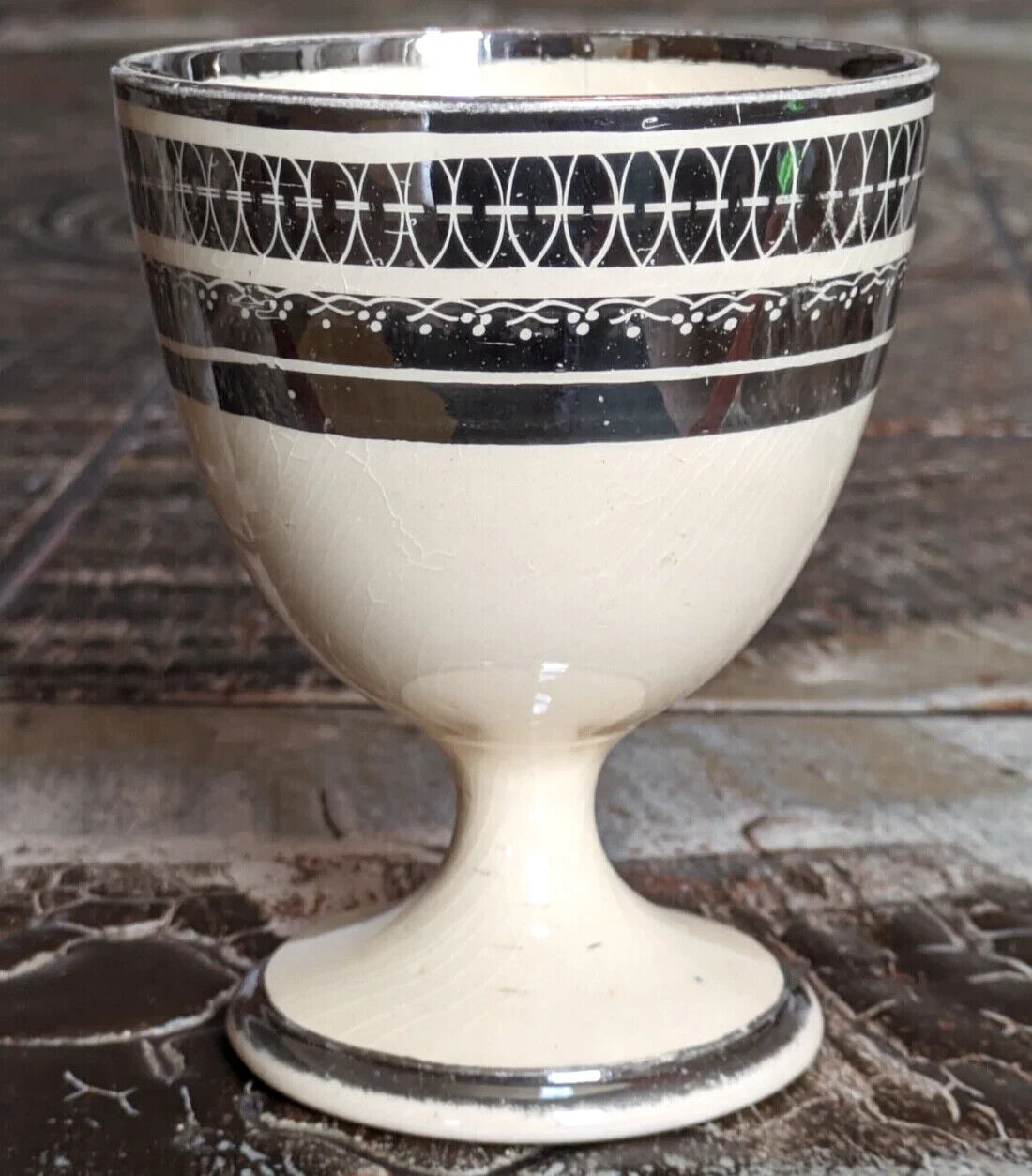 Georgian Silver Lustre Staffordshire Pottery Antique Pottery Ceramic Goblet Cup