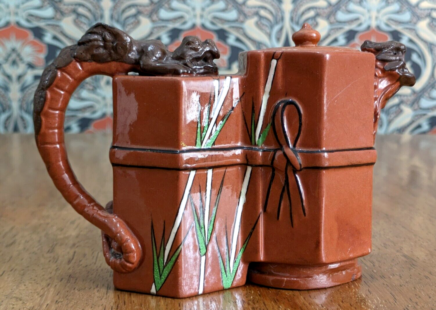 Christopher Dresser Chinoiserie Antique Hexagon Teapot Watcombe Pottery Ceramic