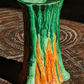 Rare Early 20th Century Antique Bretby Pottery Tree Trunk Vase Orange & Green