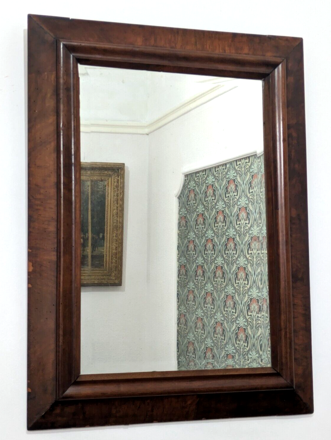 Early 19th Century English Mahogany Bevelled Wall Mirror Antique Glass 81.5 x 60