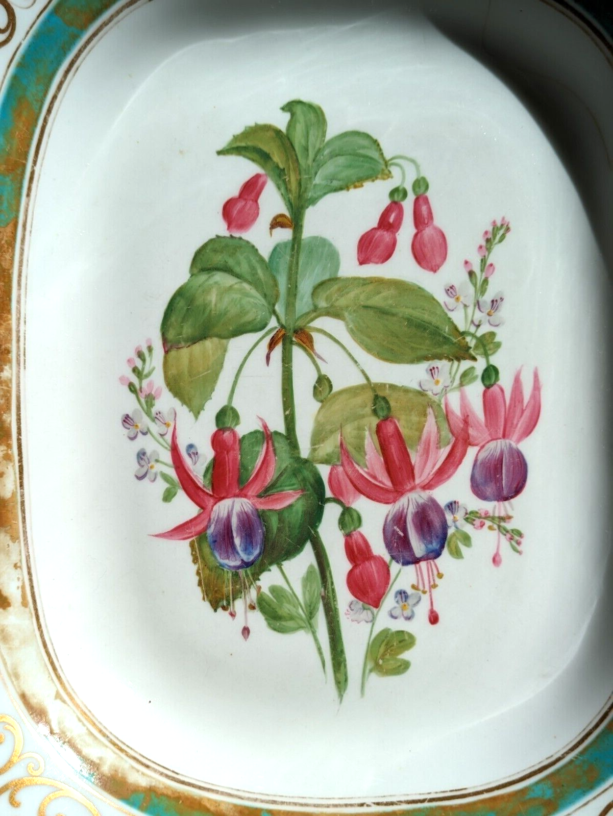 19th Century Copeland Hand Painted Botanical Flower Pottery Ceramic Tray Stand