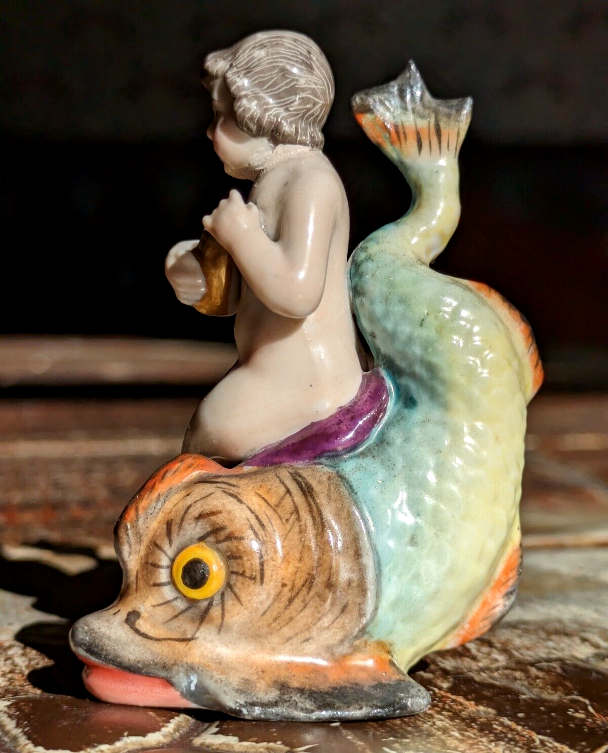 Rare 18th Century Chelsea Porcelain Dolphin Cherub Georgian Scent Perfume Bottle