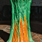 Rare Early 20th Century Antique Bretby Pottery Tree Trunk Vase Orange & Green