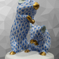 Herend Hungary Animal Porcelain Figure Mice Blue Fishnet Vintage 20th Century