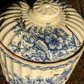 Victorian Hand Painted Flow Blue & Gilt Ceramic Pottery Sugar Bowl Pot Sevres