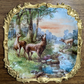 19th Century French Limoges Handpainted Stag Deer Porcelain Wall Plaque Charger