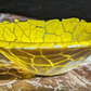 Vintage 20th Century Yellow Crackle Textured Fused Art Glass Bowl 18.5 cm