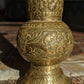 19th Century Pair of Indo Persian Engraved Brass Trumpet Vases Antique 26 cm