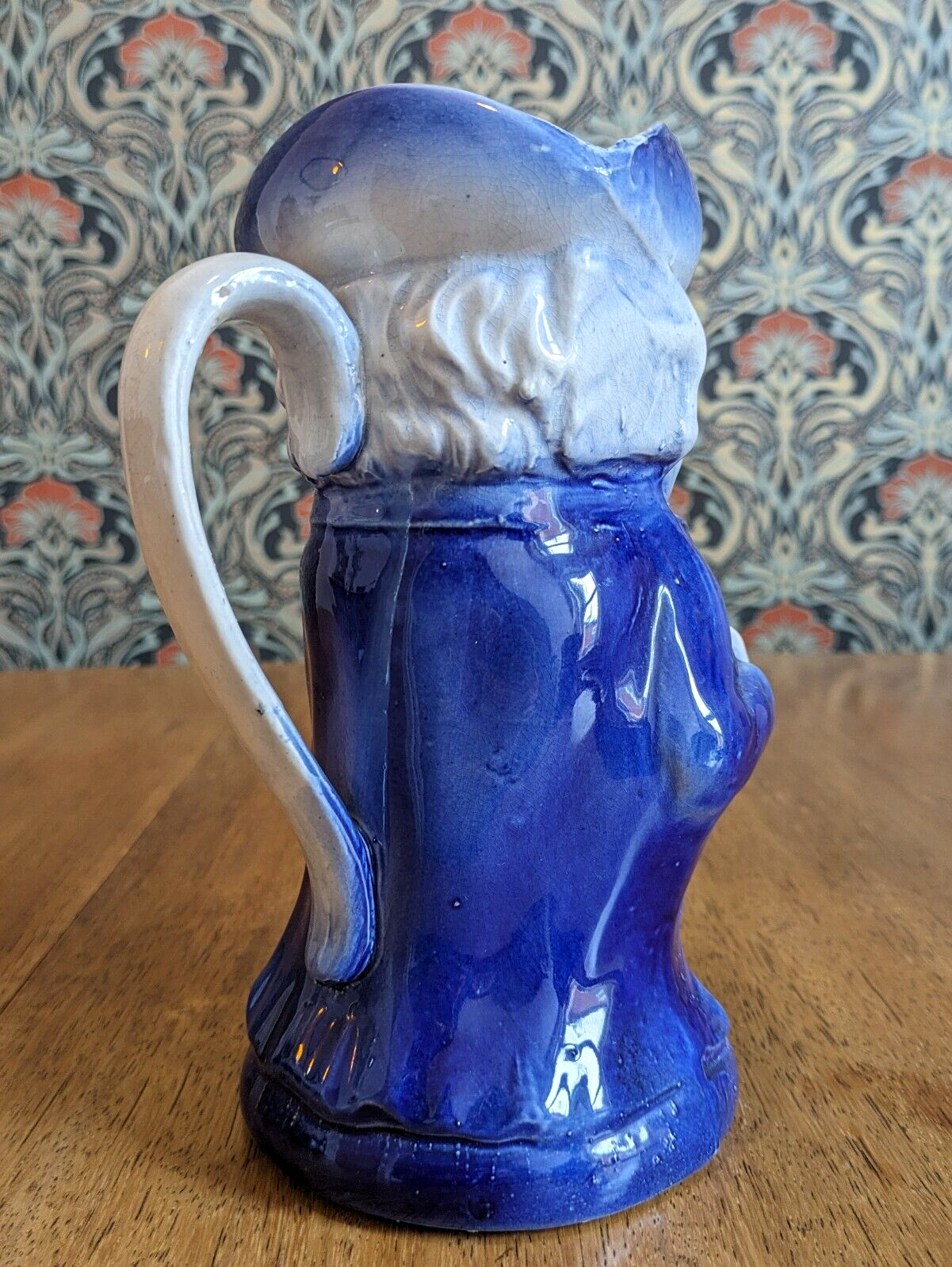 Rare Blue Toby Jug English Staffordshire Pearlware Antique Early 19th Century