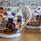 Antique Graduated Trio of Gaudy Welsh Imari Pitcher Jugs Vase Allertons England