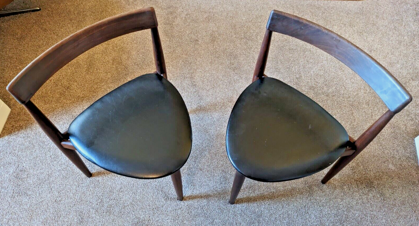 Vintage Pair of Danish Hans Olsen Frem Røjle Tripod Triangle Chairs Mid-Century