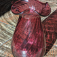 Vintage Dartington Crystal Cranberry Ruby Red Fluted Ruffled Glass Vase 20.5 cm