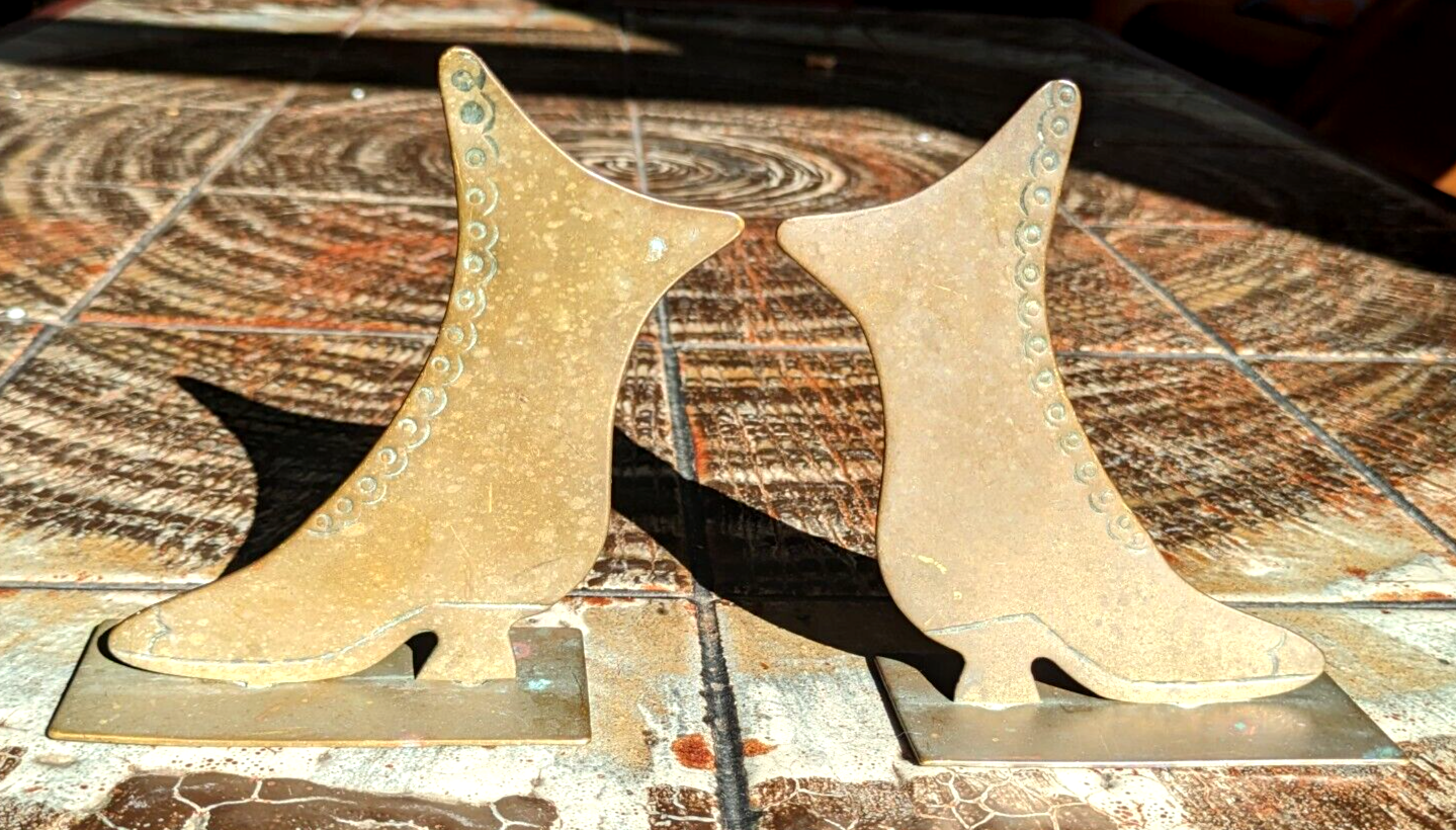 Antique Brass WW1 Trench Art or Victorian Mantle Boots Shoes Ornaments