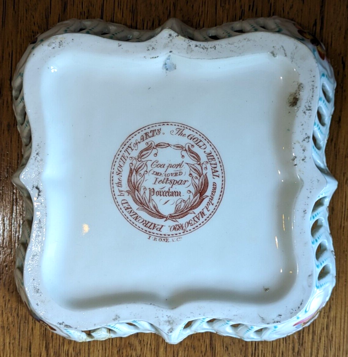 Rare 19th Century Coalport Feltspar Porcelain Pierced Dish Handpainted John Rose