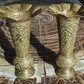 19th Century Pair of Indo Persian Engraved Brass Trumpet Vases Antique 26 cm