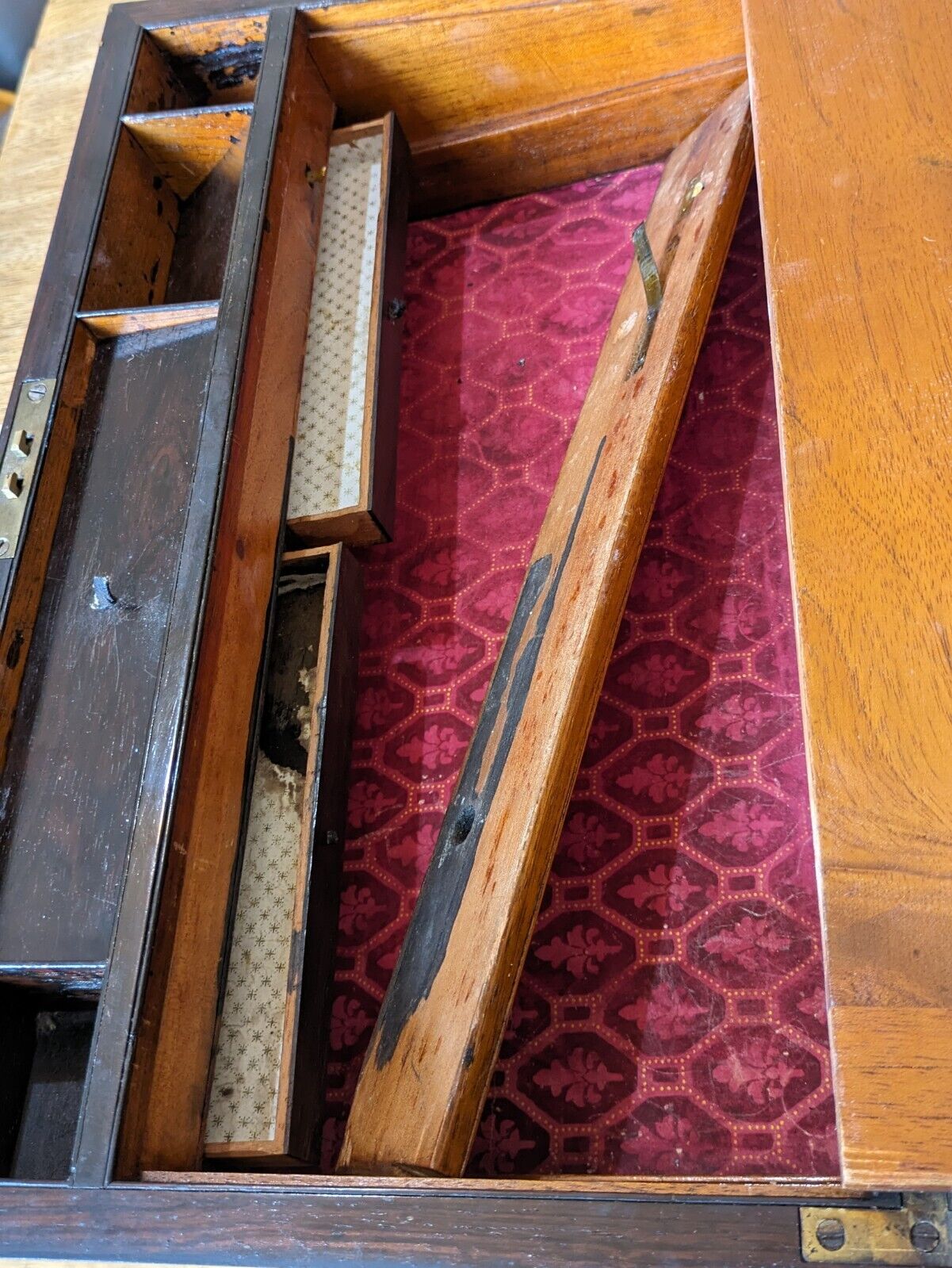 Early 19th Century Regency Mahogany Brass Bound Campaign Writing Slope Box + Key