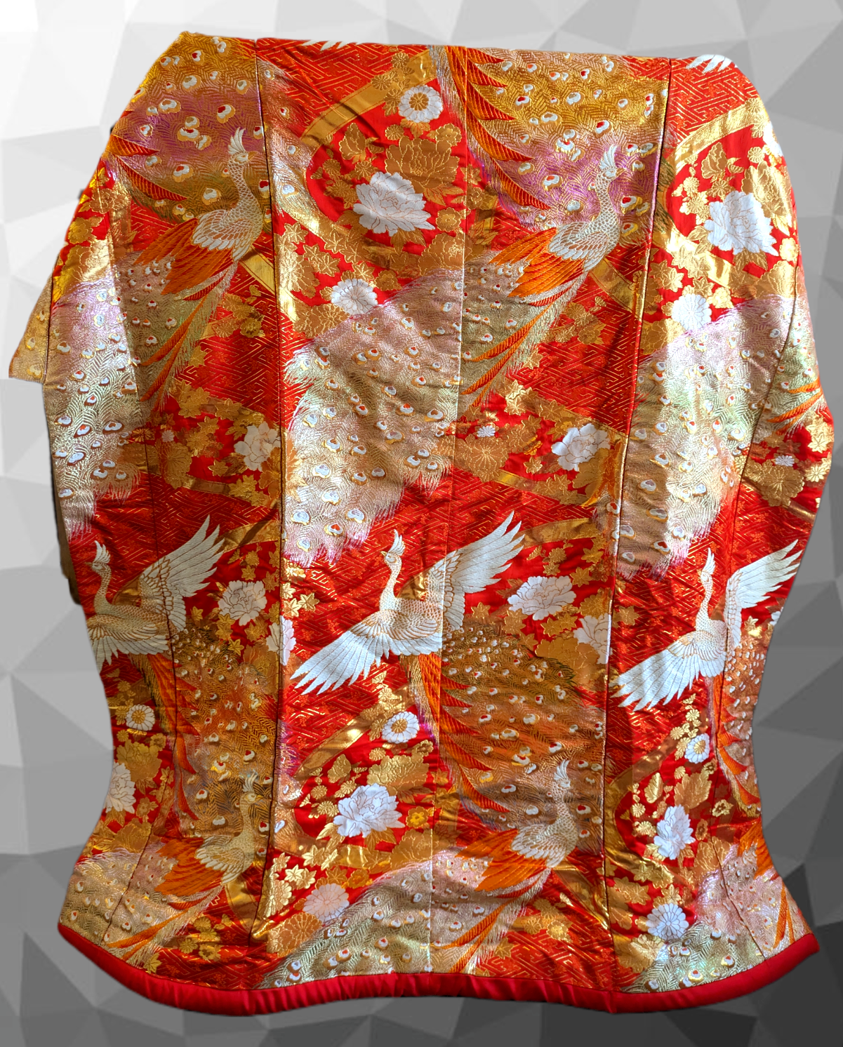 Vintage Embroidered Japanese Silk Uchikake Kimono Wedding Robe Hou-ou Phoenix