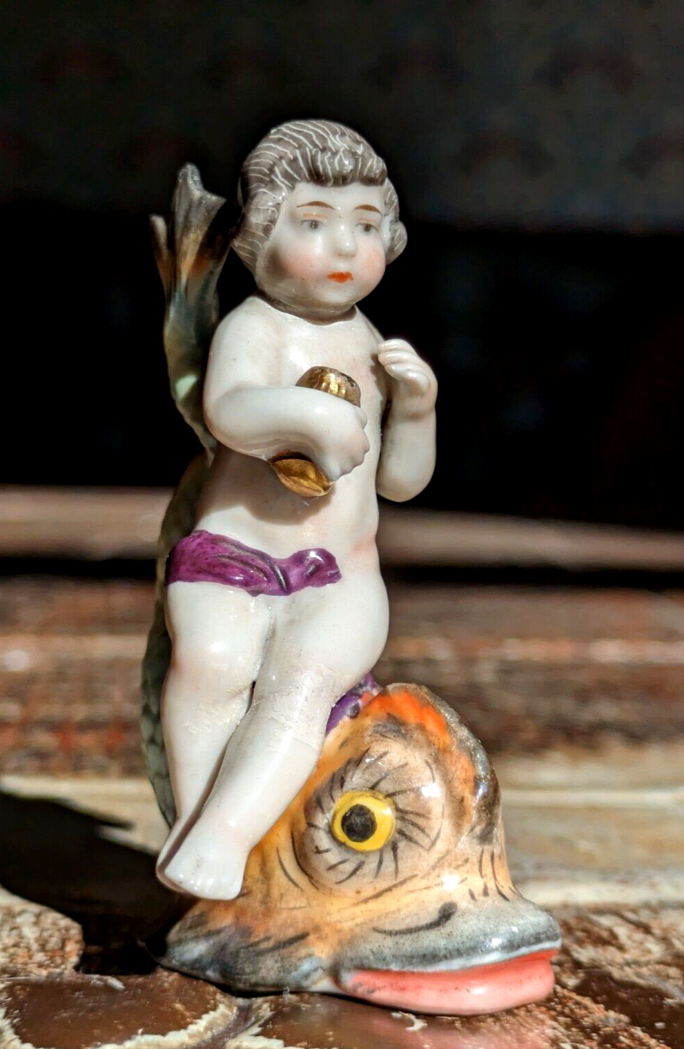 Rare 18th Century Chelsea Porcelain Dolphin Cherub Georgian Scent Perfume Bottle