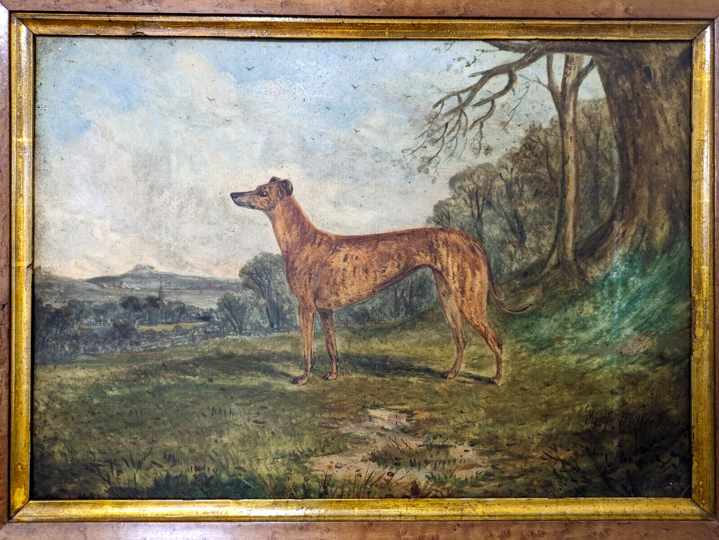 Rare Richard Whitford Victorian Prized Greyhound English Oil Painting 19th Cent