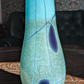 Large 20th Century Vintage Thick Art Glass Vase Speckled Blue 31 cm