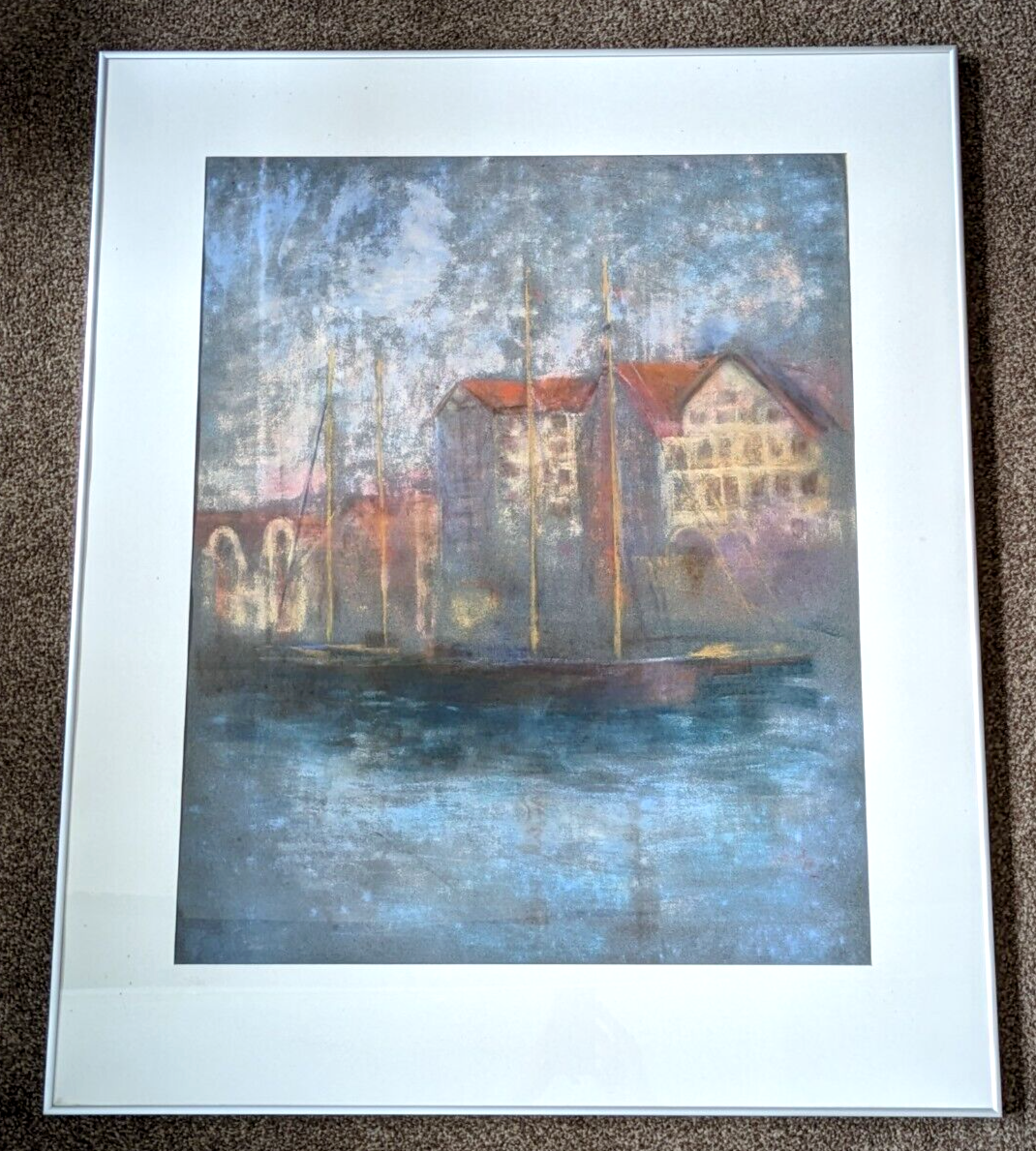 Antique Danish Pastel Drawing Edvard Saltoft 20th Century Copenhagen Vintage Art