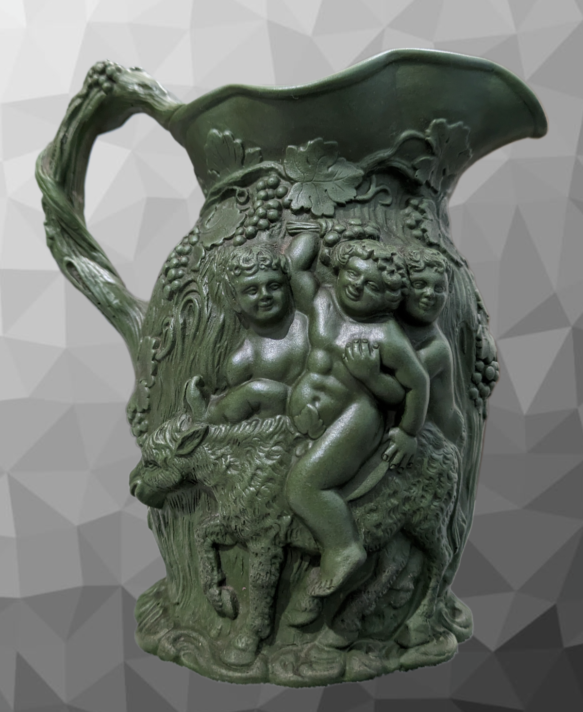 Minton Antique 19th Century Parian Porcelain Bacchus Relief Moulded Pitcher Jug