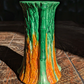 Rare Early 20th Century Antique Bretby Pottery Tree Trunk Vase Orange & Green