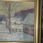 Original 20th Cent Danish Oil Canvas Painting Regnar Jacobsen Winter Landscape