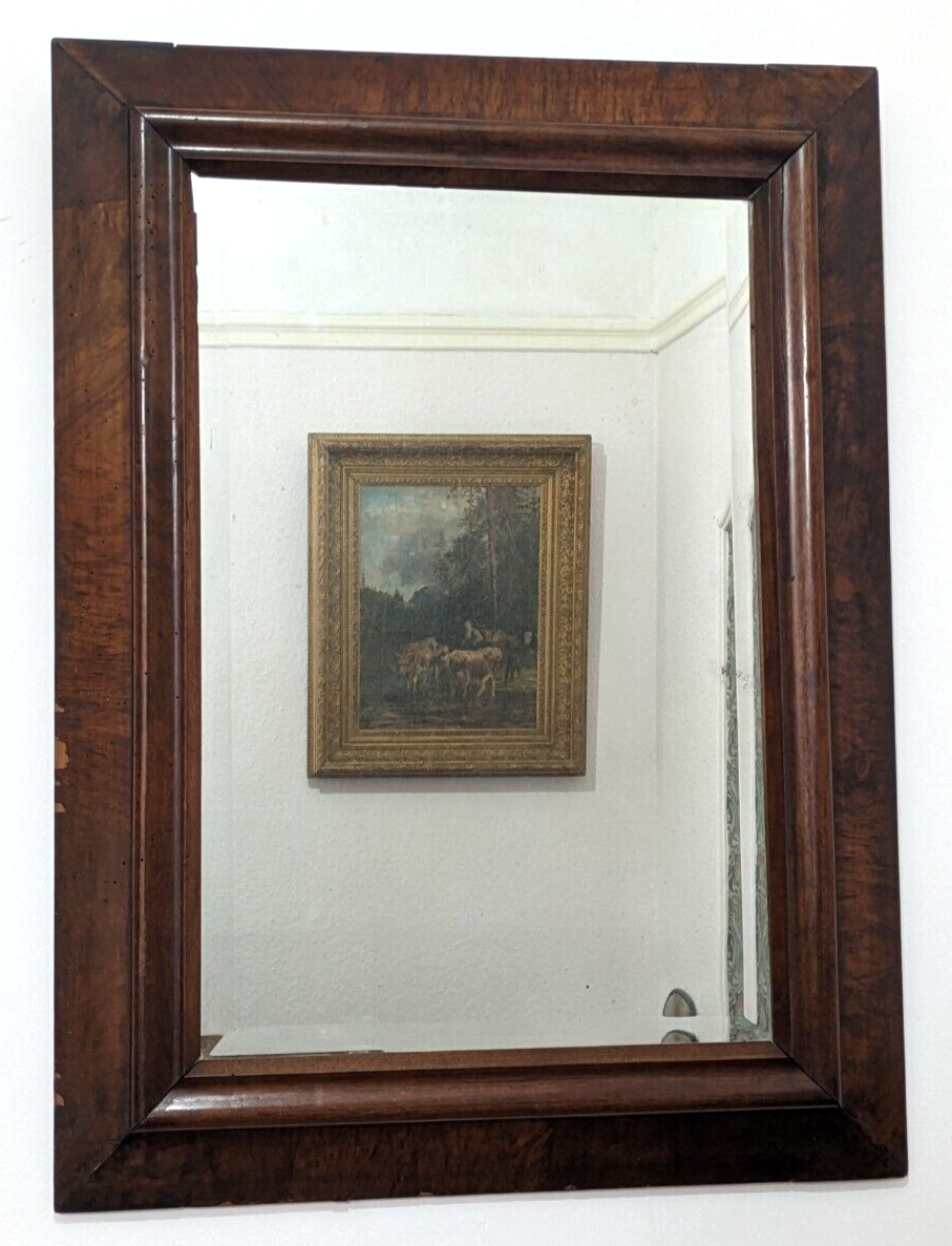 Early 19th Century English Mahogany Bevelled Wall Mirror Antique Glass 81.5 x 60