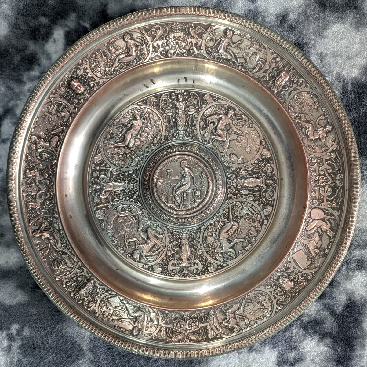 Antique Temperance Basin Rosewater Dish Wimbledon Trophy Silver Plated Copper