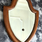 Victorian 19th Century Bevel Edged Faceted Yew Wood Shield Mirror London England