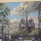 French Vintage 20th Century Paris Cityscape Oil Painting Art Notre Dame H Lang