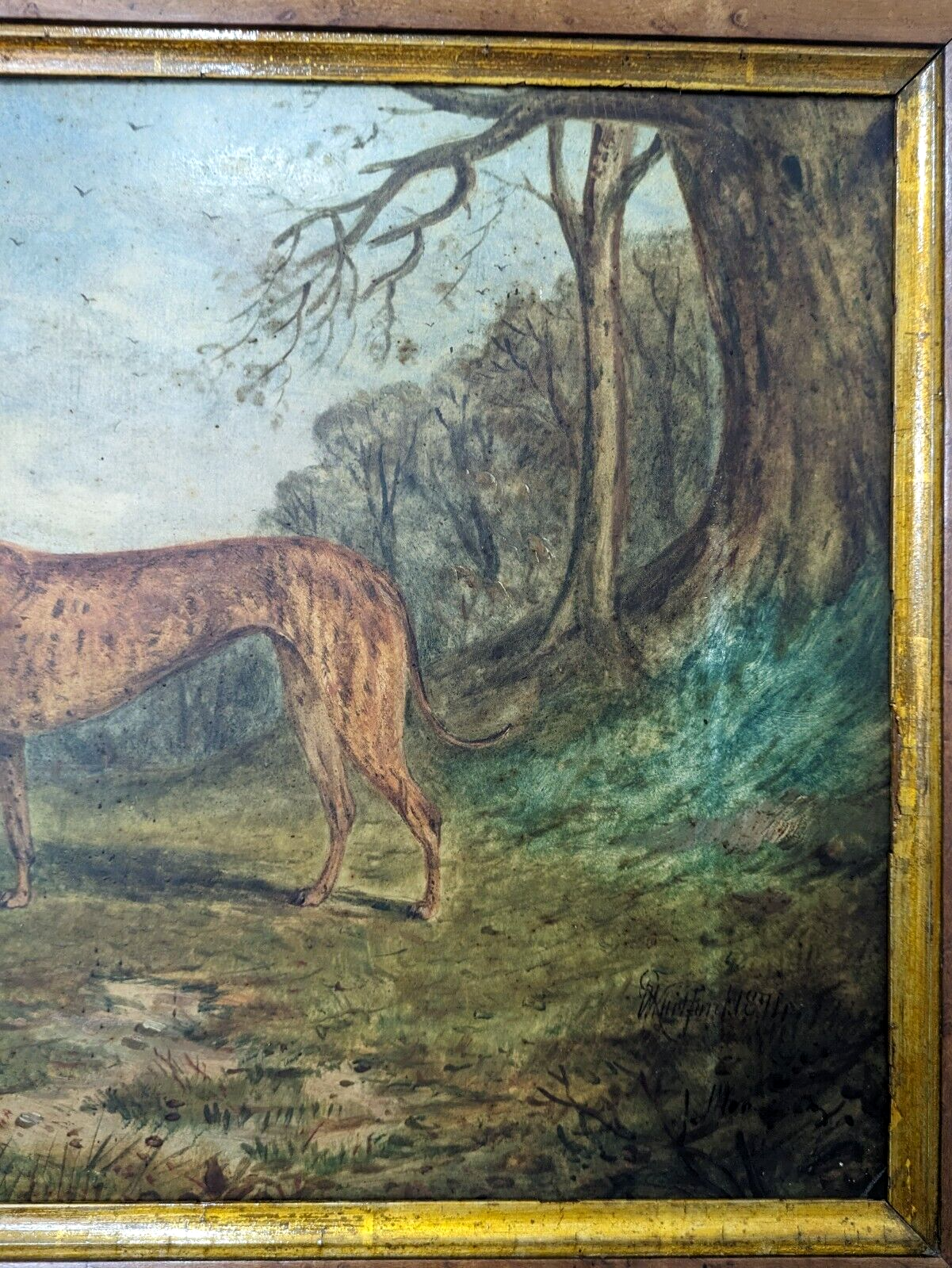 Rare Richard Whitford Victorian Prized Greyhound English Oil Painting 19th Cent