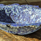 Superb Volcanic Textured Studio Art Pottery Signed Blue Bowl Vintage Lava Glaze