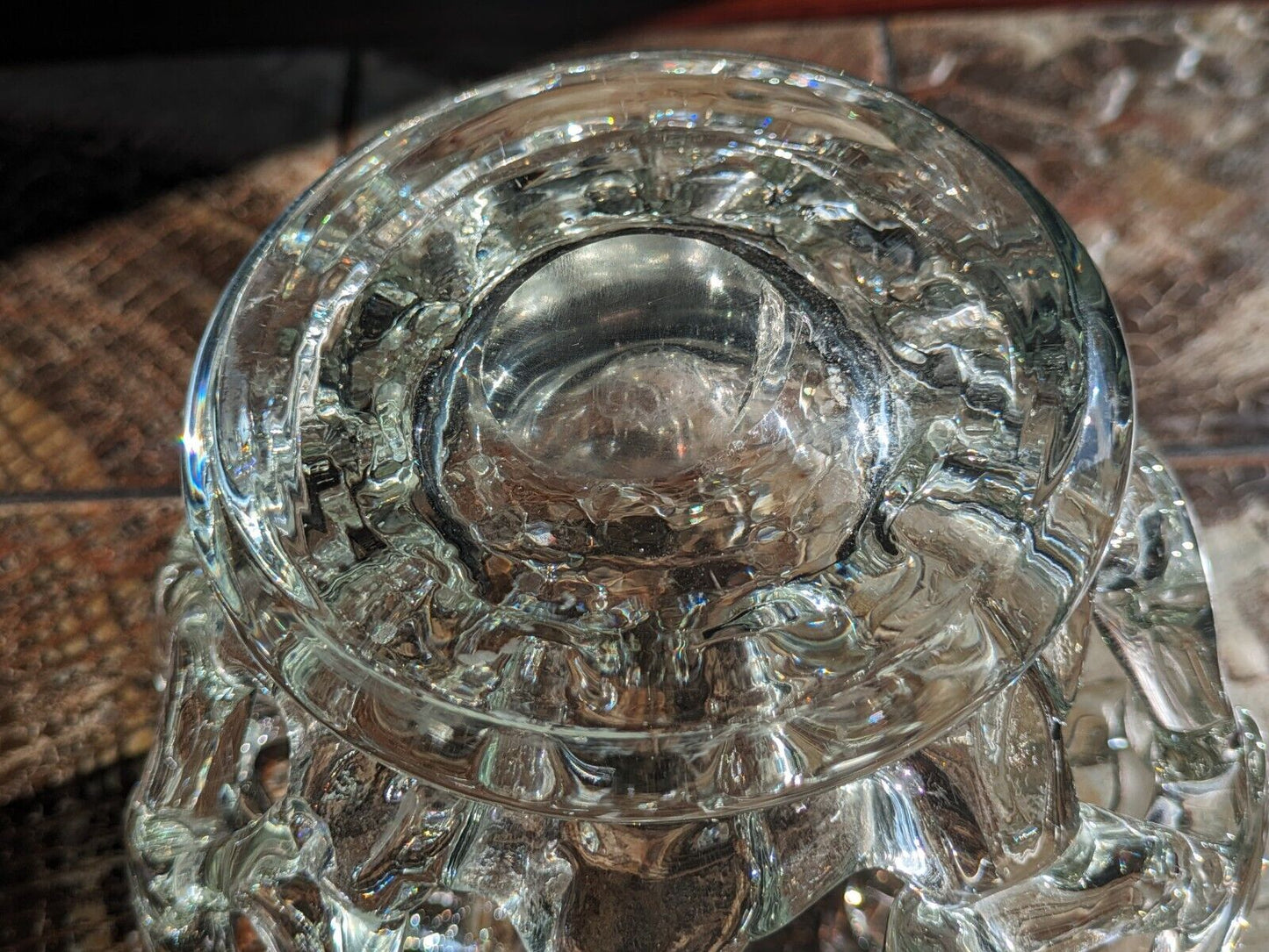 Vintage Lattice Clear Handblown Art Glass Centrepiece Bowl Sculpture Murano ?