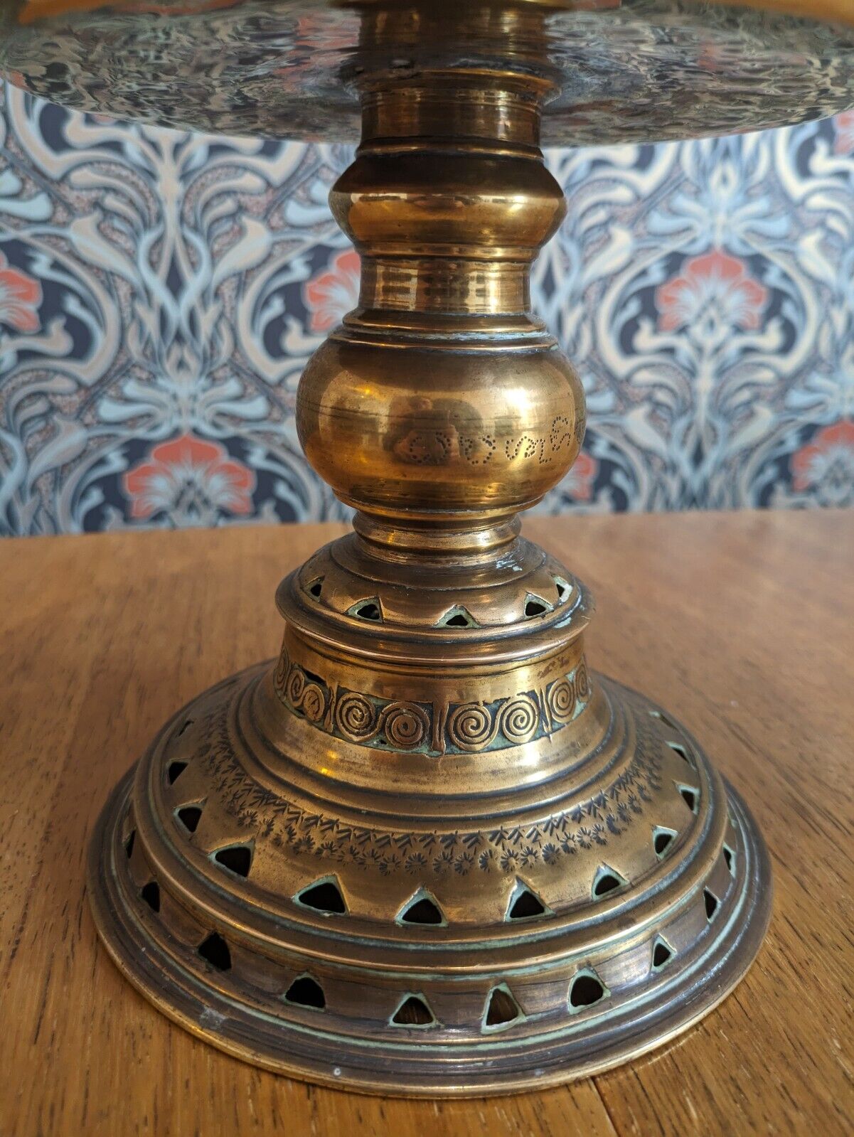 Large 19th Century Sri Lankan Ceremonial Brass Tazza Centrepiece Stand Antique