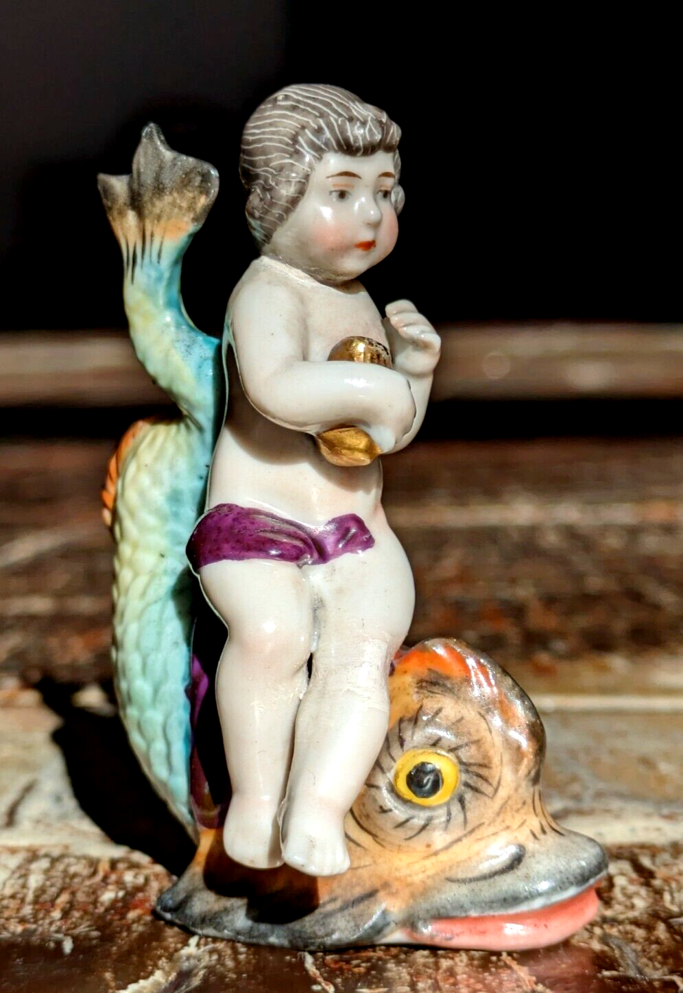 Rare 18th Century Chelsea Porcelain Dolphin Cherub Georgian Scent Perfume Bottle