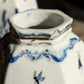 Rare Pair of German Sitzendorf Blue & White Porcelain Ceramic Insects Bird Vases