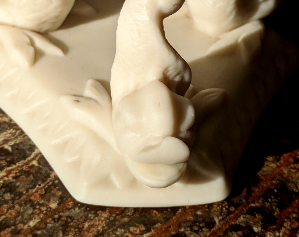 Rare Pair of Copeland 19th Century Parian Porcelain Dolphin Salt Cellars Antique