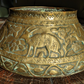 19th Century Persian Brass Qajar Engraved Animal Jardiniere Planter Vase Antique