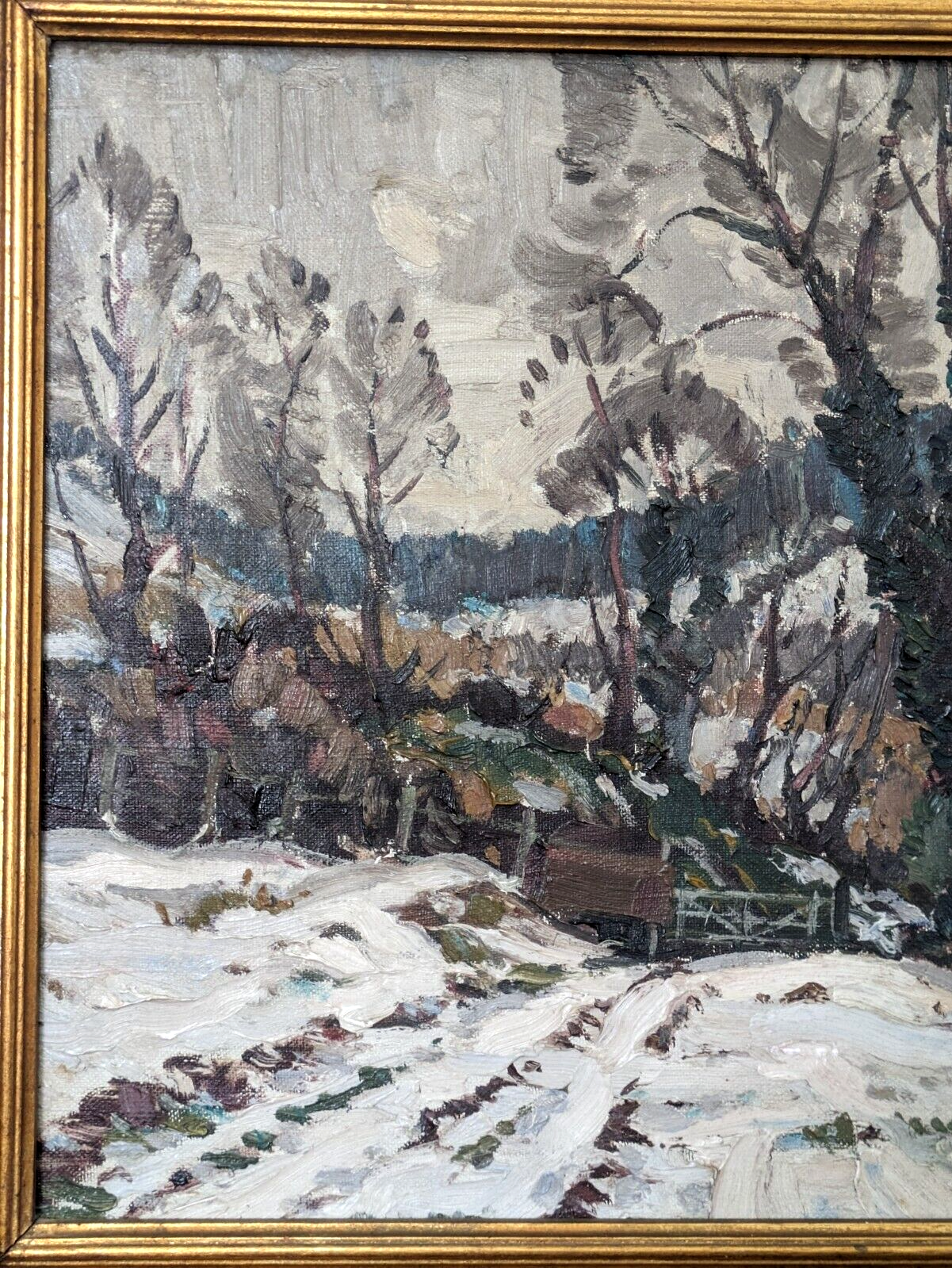 Edwin V Forrest British 20th Century Abstract Winter Landscape Oil Painting Art