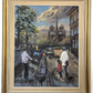 French Vintage 20th Century Paris Cityscape Oil Painting Art Notre Dame H Lang