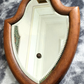 Victorian 19th Century Bevel Edged Faceted Yew Wood Shield Mirror London England