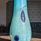 Large 20th Century Vintage Thick Art Glass Vase Speckled Blue 31 cm