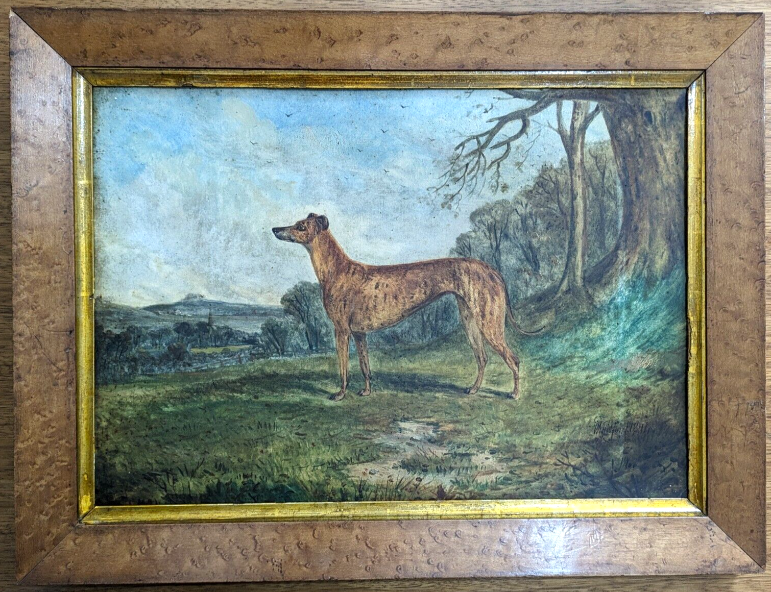 Rare Richard Whitford Victorian Prized Greyhound English Oil Painting 19th Cent